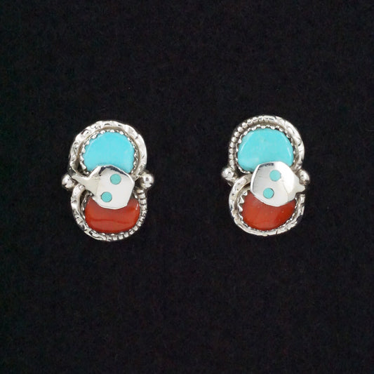 Joy Calavaza Turquoise, Coral & Sterling Silver Earrings