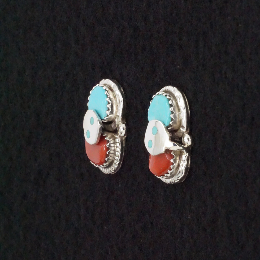 Joy Calavaza Turquoise, Coral & Sterling Silver Earrings