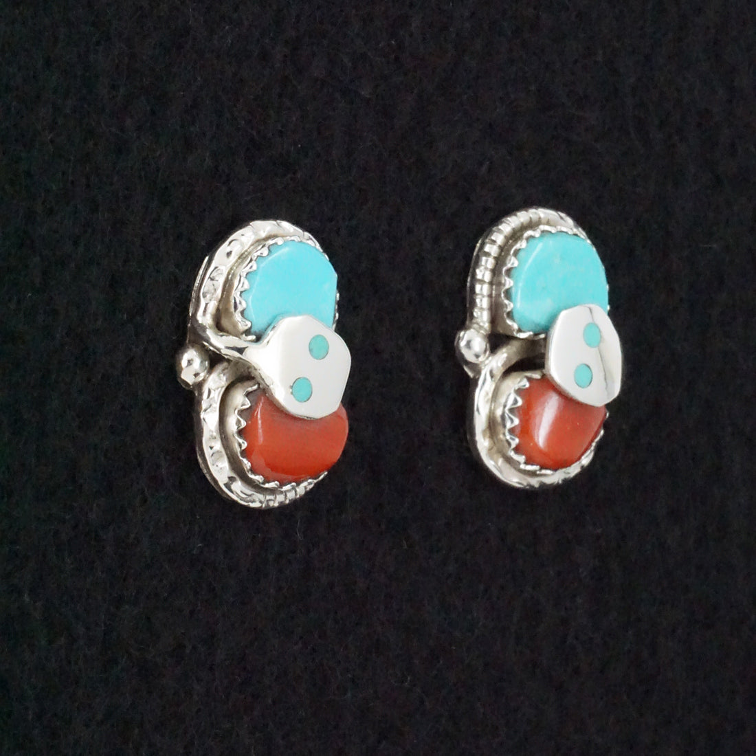 Joy Calavaza Turquoise, Coral & Sterling Silver Earrings