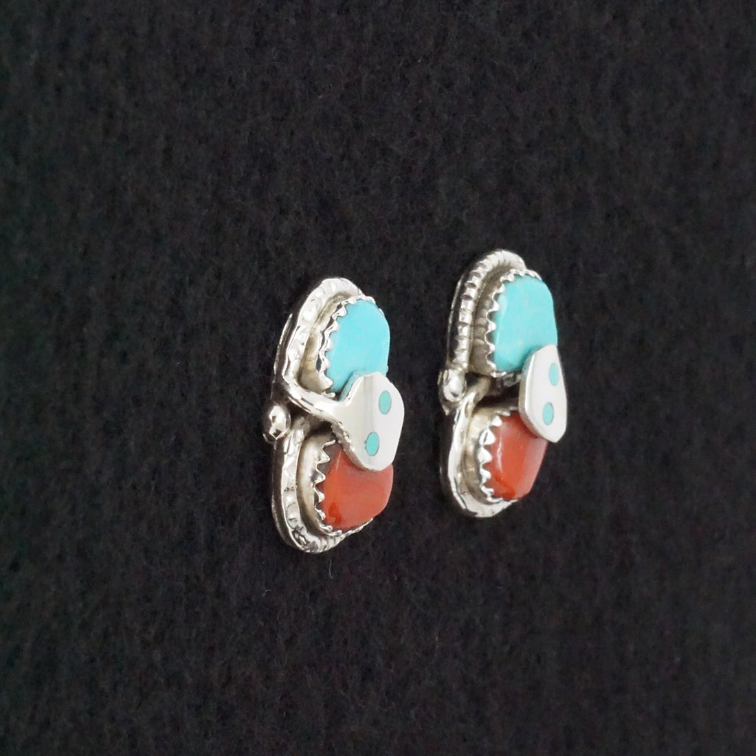 Joy Calavaza Turquoise, Coral & Sterling Silver Earrings