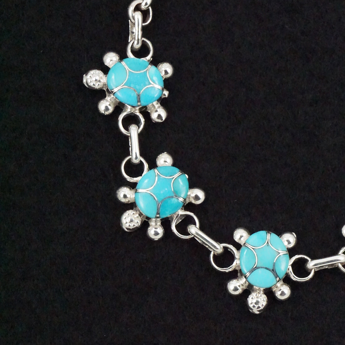 Amelida Peynetsa Turquoise & Sterling Silver Link Bracelet