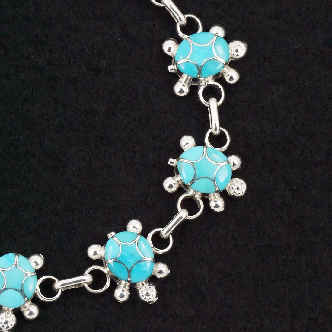 Amelida Peynetsa Turquoise & Sterling Silver Link Bracelet