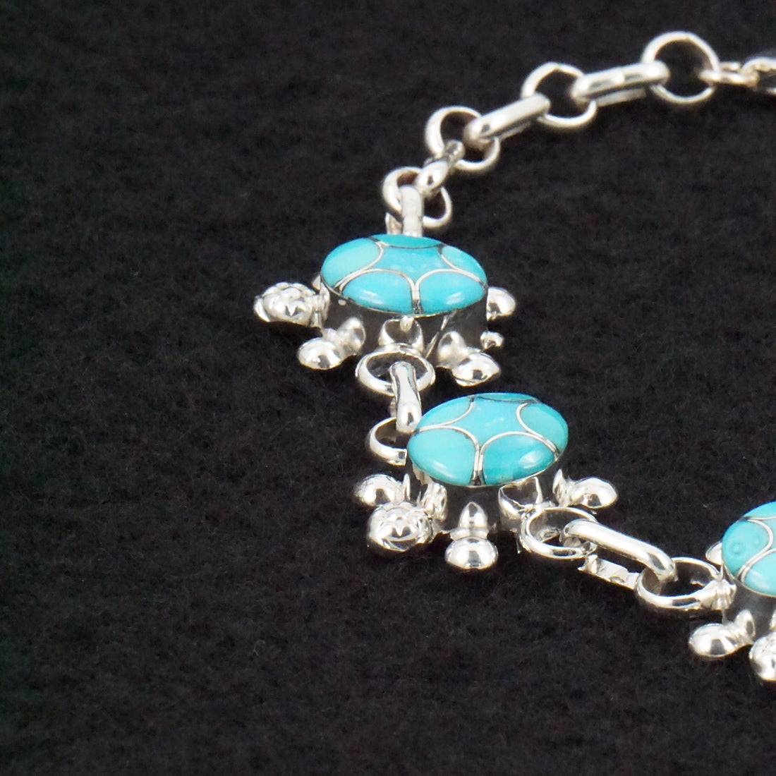 Amelida Peynetsa Turquoise & Sterling Silver Link Bracelet