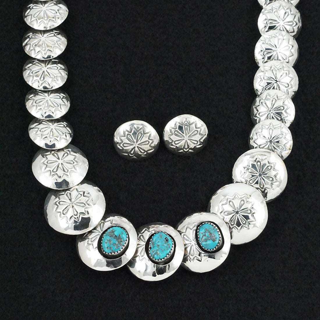 Tim Thompson Turquoise & Sterling Silver Necklace & Earrings Set