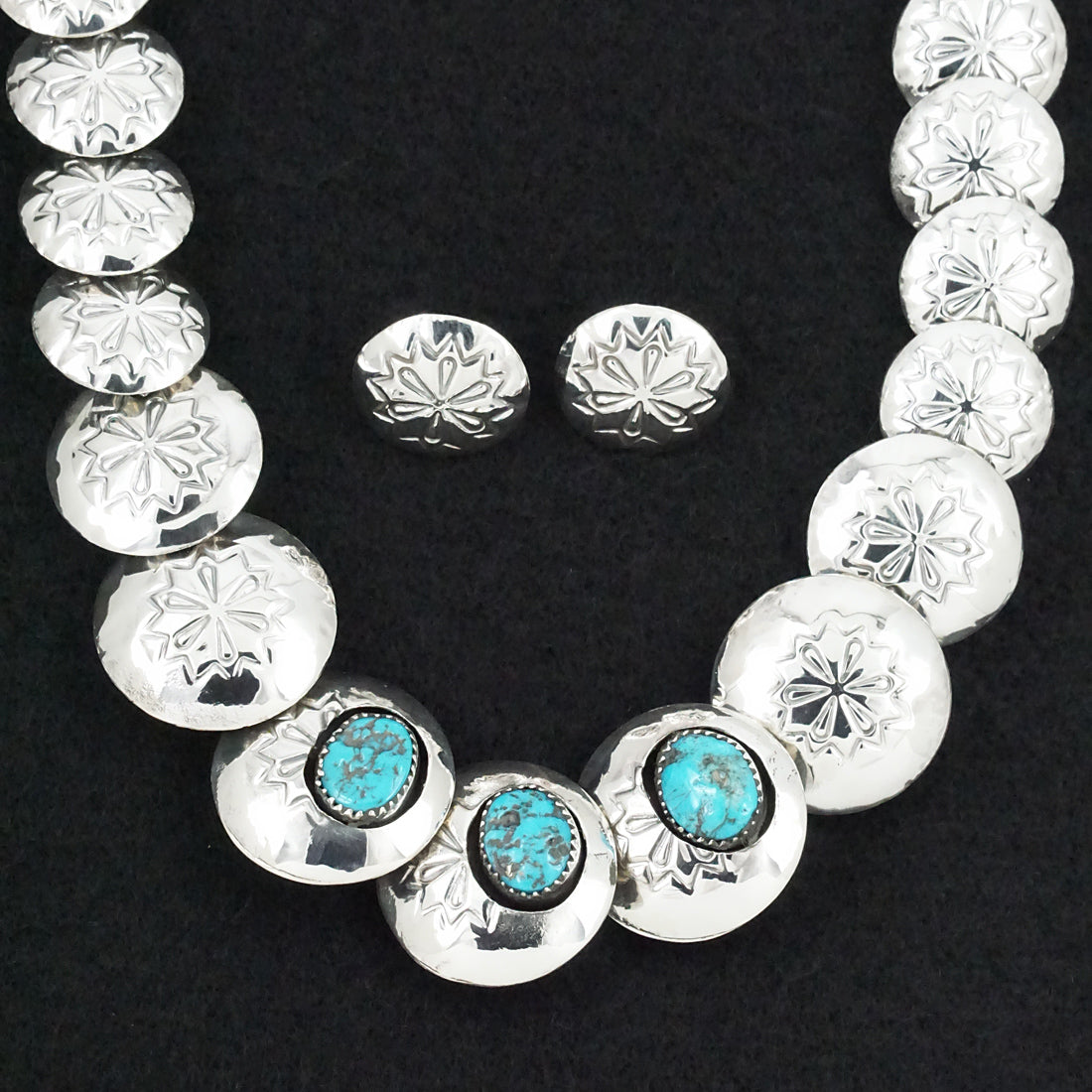 Tim Thompson Turquoise & Sterling Silver Necklace & Earrings Set