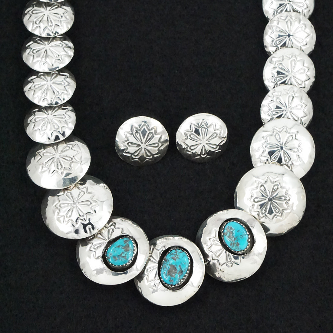 Tim Thompson Turquoise & Sterling Silver Necklace & Earrings Set