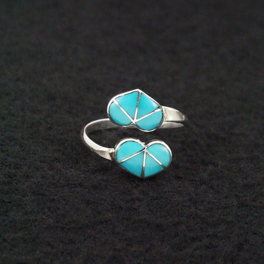 Gina Dosedo Turquoise & Sterling Silver Ring Size Adjustable