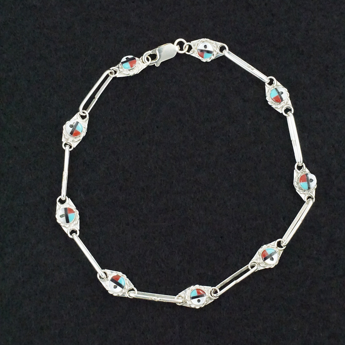 Devoria Bowekaty Multi-Stone & Sterling Silver Link Bracelet