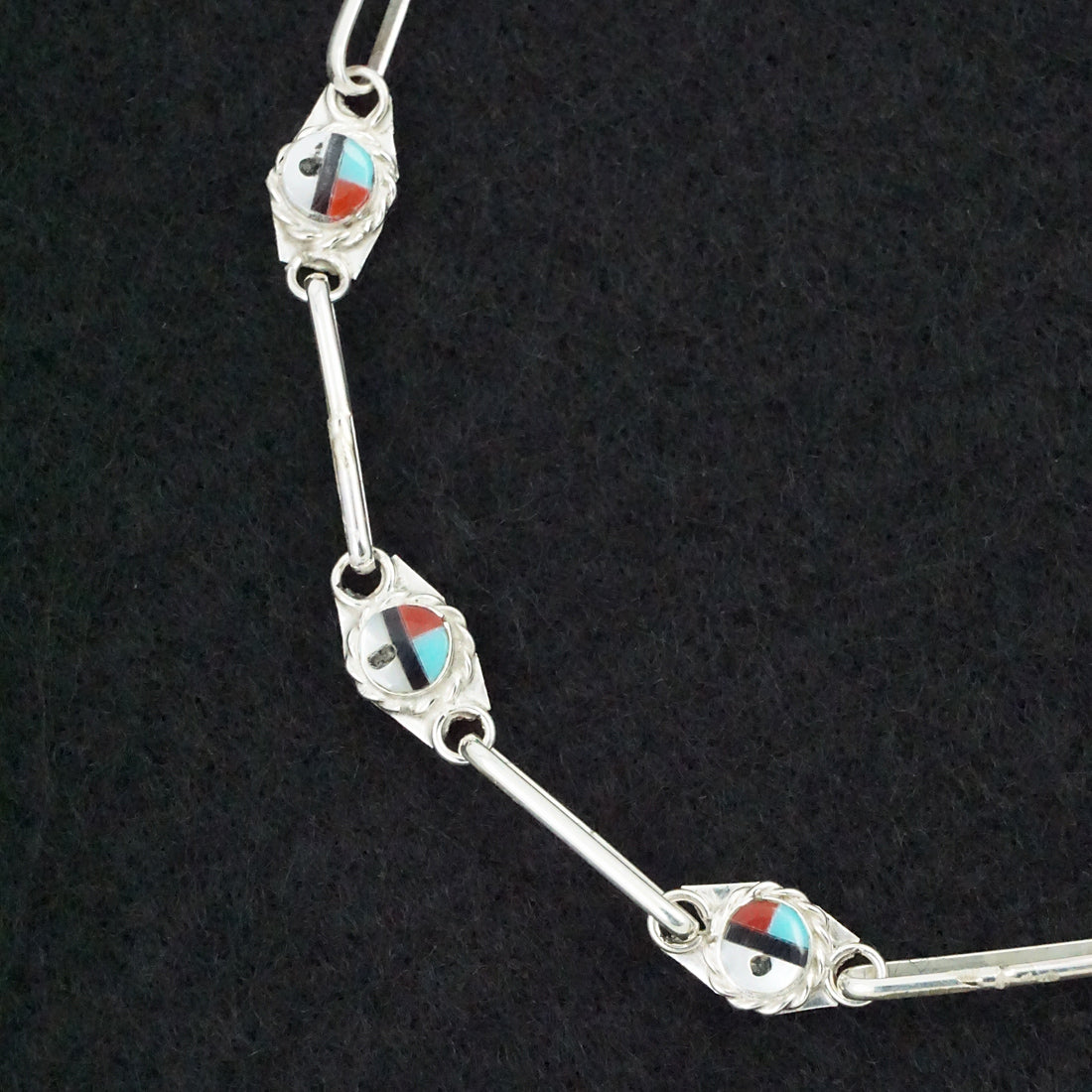 Devoria Bowekaty Multi-Stone & Sterling Silver Link Bracelet