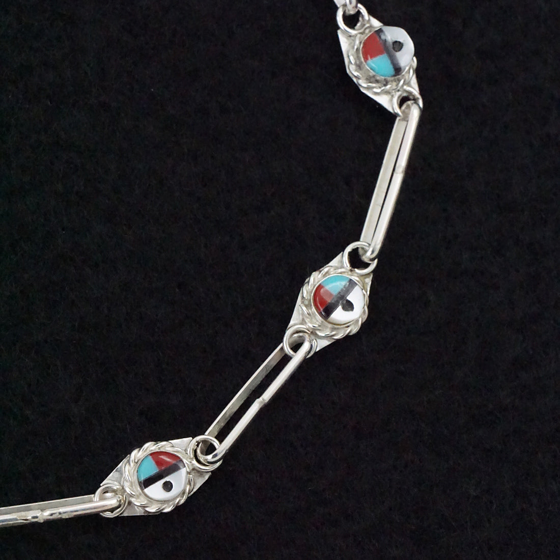 Devoria Bowekaty Multi-Stone & Sterling Silver Link Bracelet