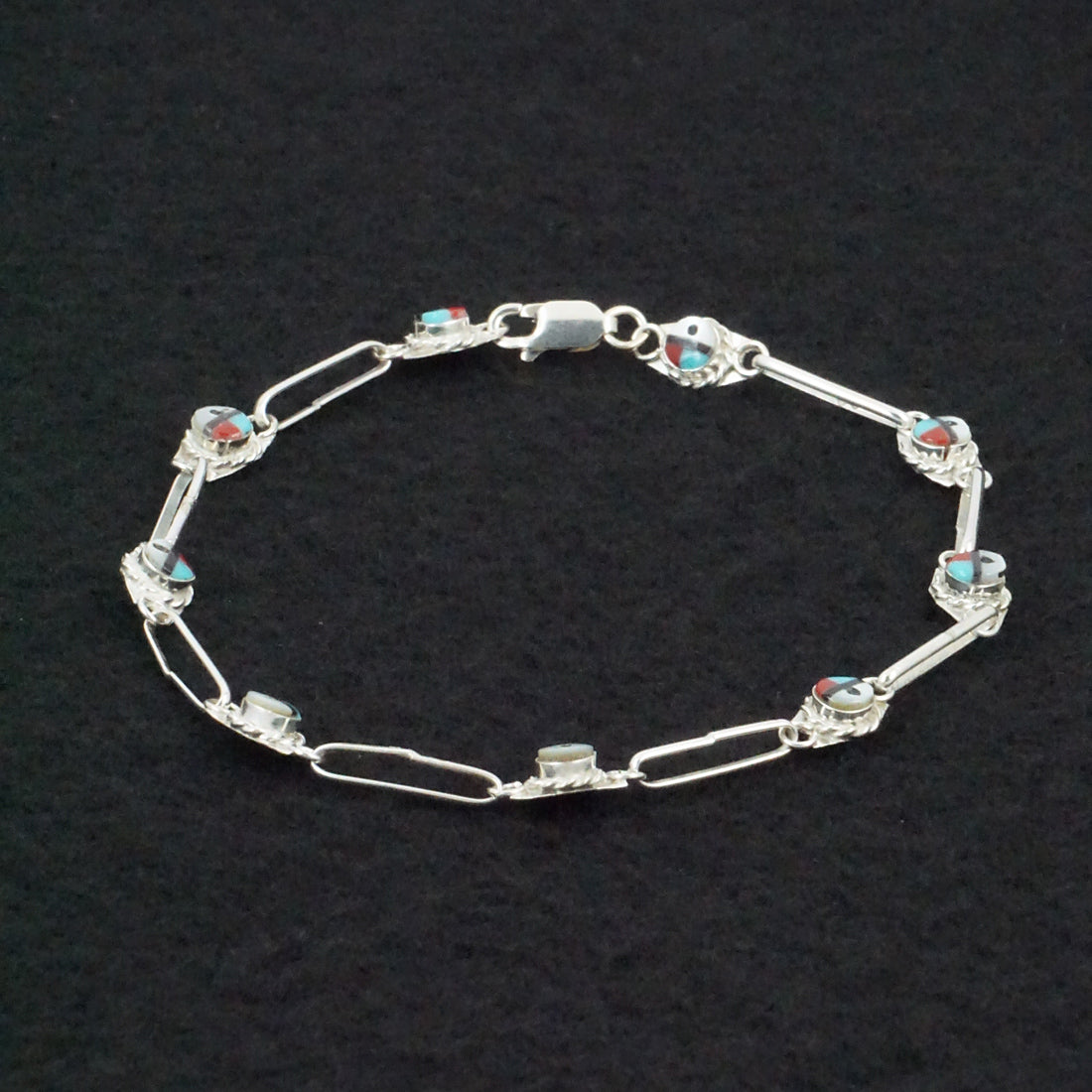 Devoria Bowekaty Multi-Stone & Sterling Silver Link Bracelet