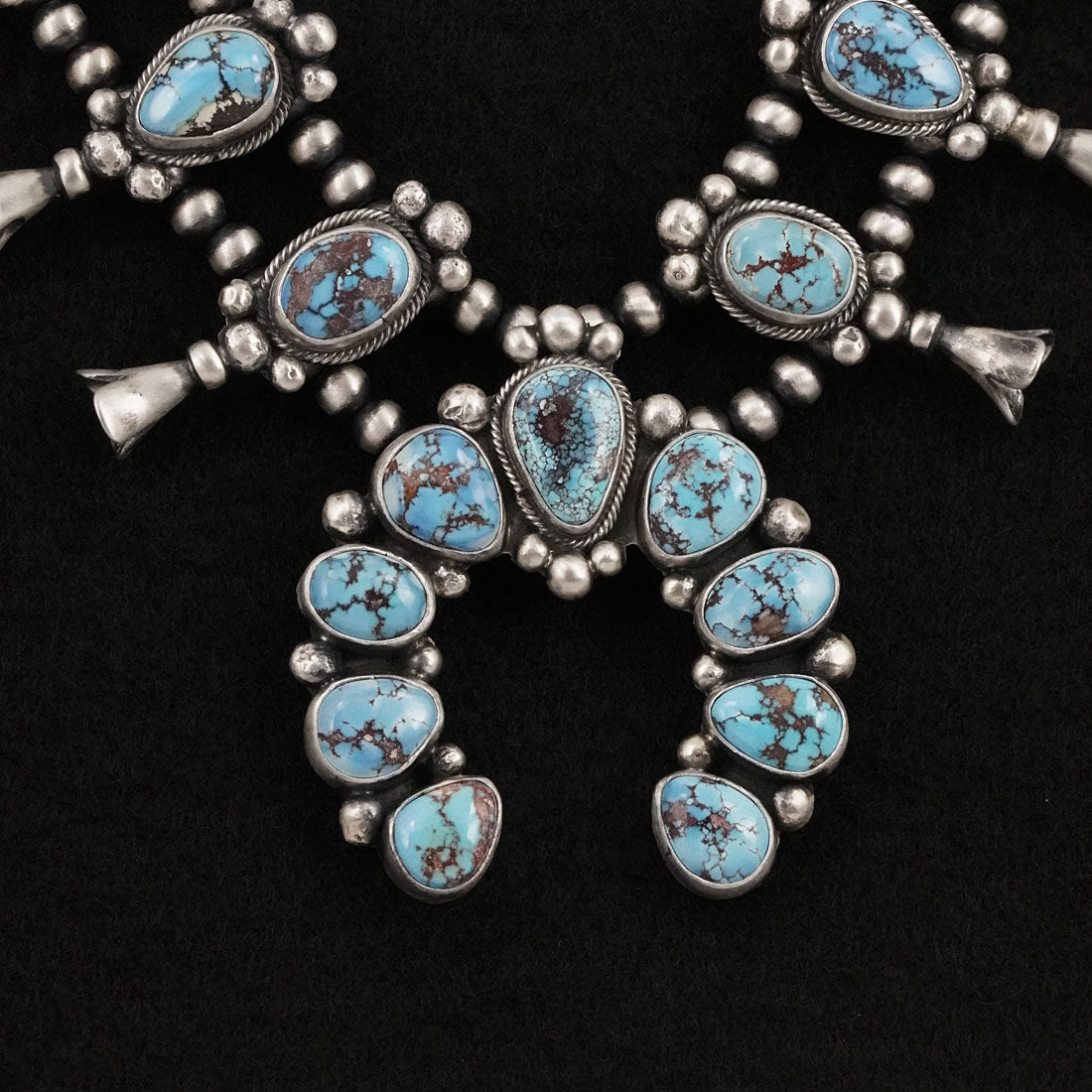 Darrin Livingston Turquoise & Sterling Silver Squash Blossom Set