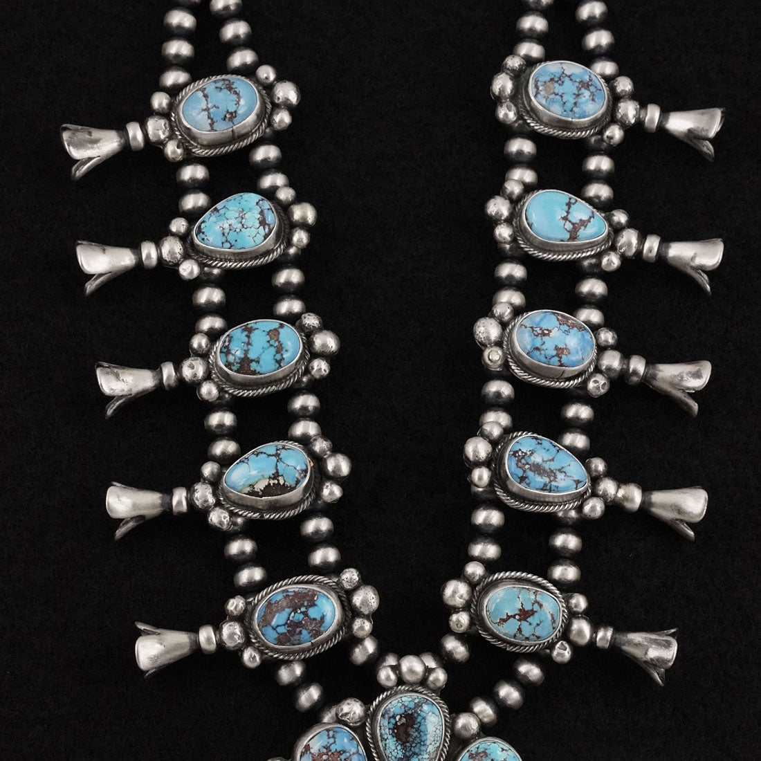 Darrin Livingston Turquoise & Sterling Silver Squash Blossom Set