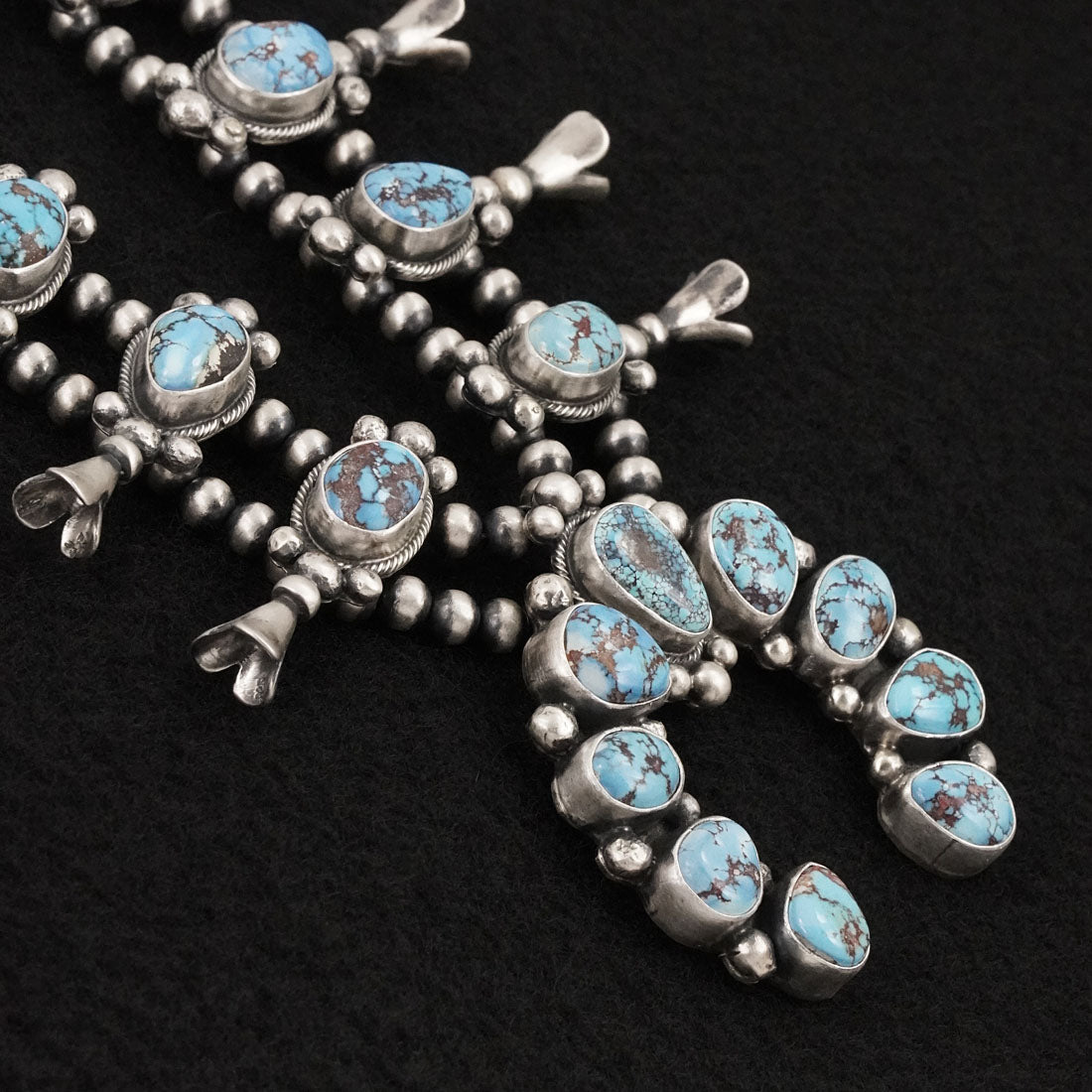 Darrin Livingston Turquoise & Sterling Silver Squash Blossom Set