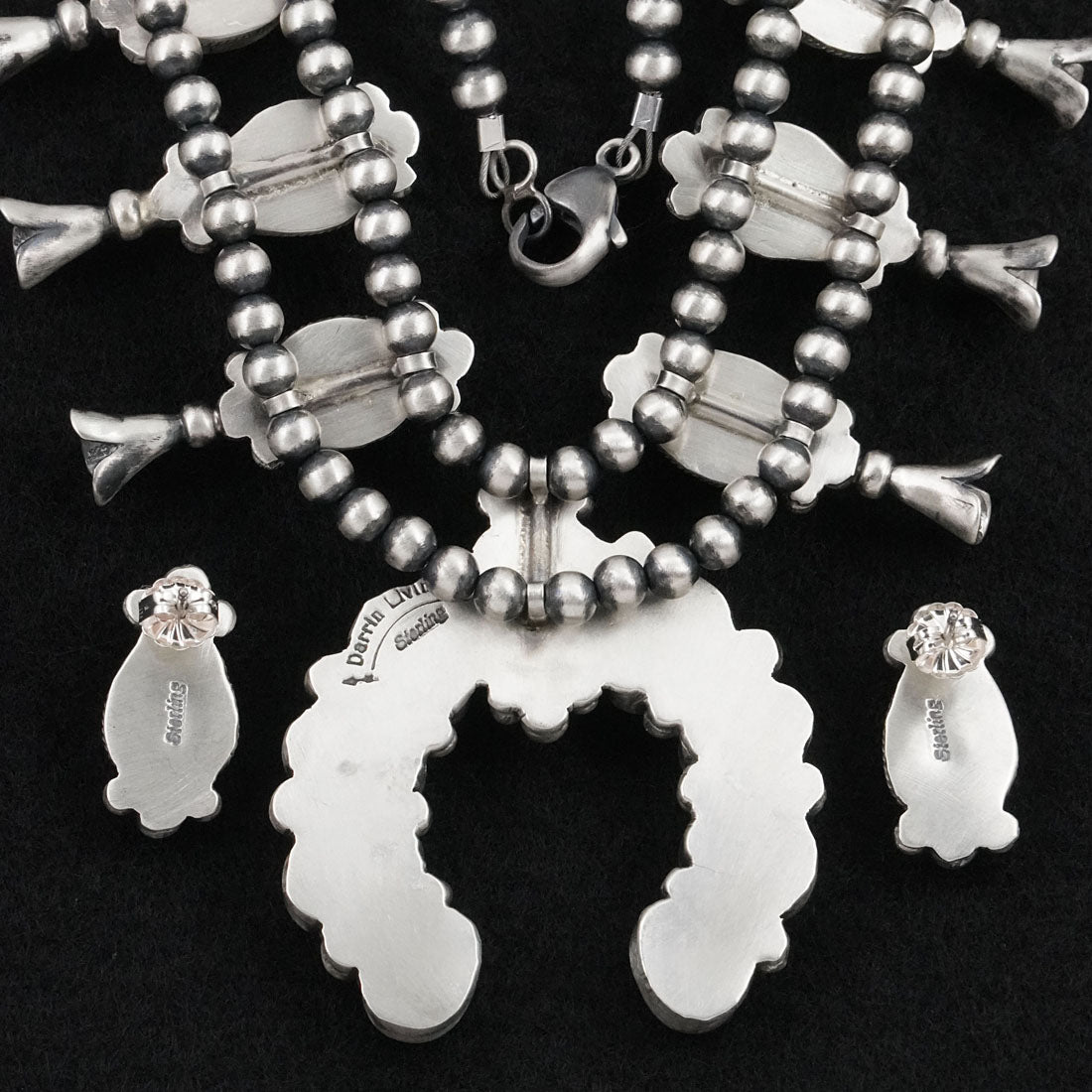 Darrin Livingston Turquoise & Sterling Silver Squash Blossom Set