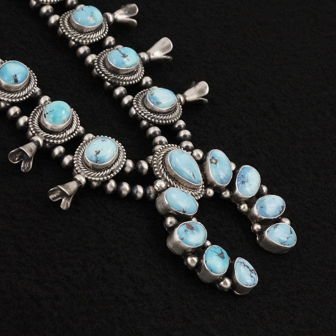 Darrin Livingston Turquoise & Sterling Silver Squash Blossom Set