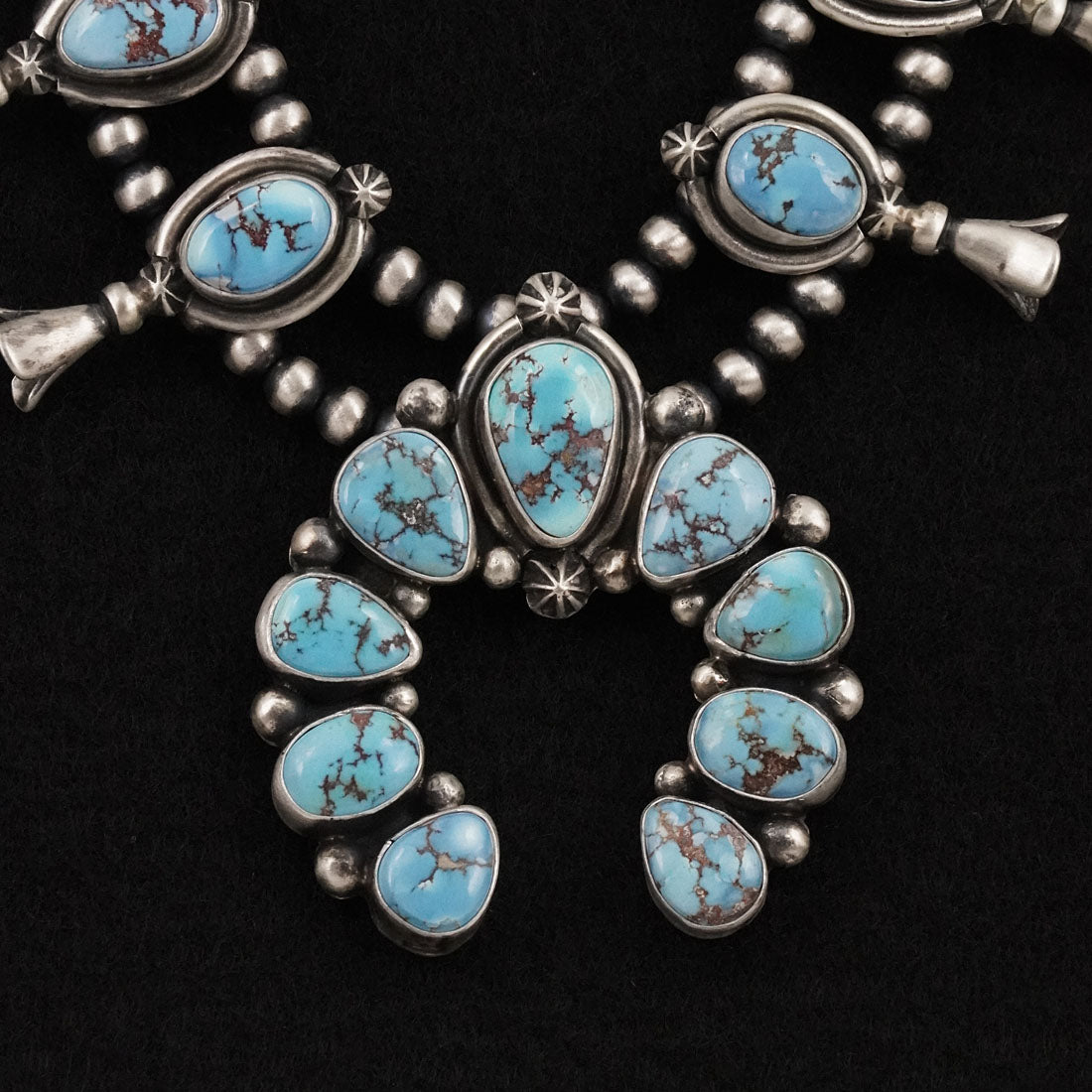 Darrin Livingston Turquoise & Sterling Silver Squash Blossom Set