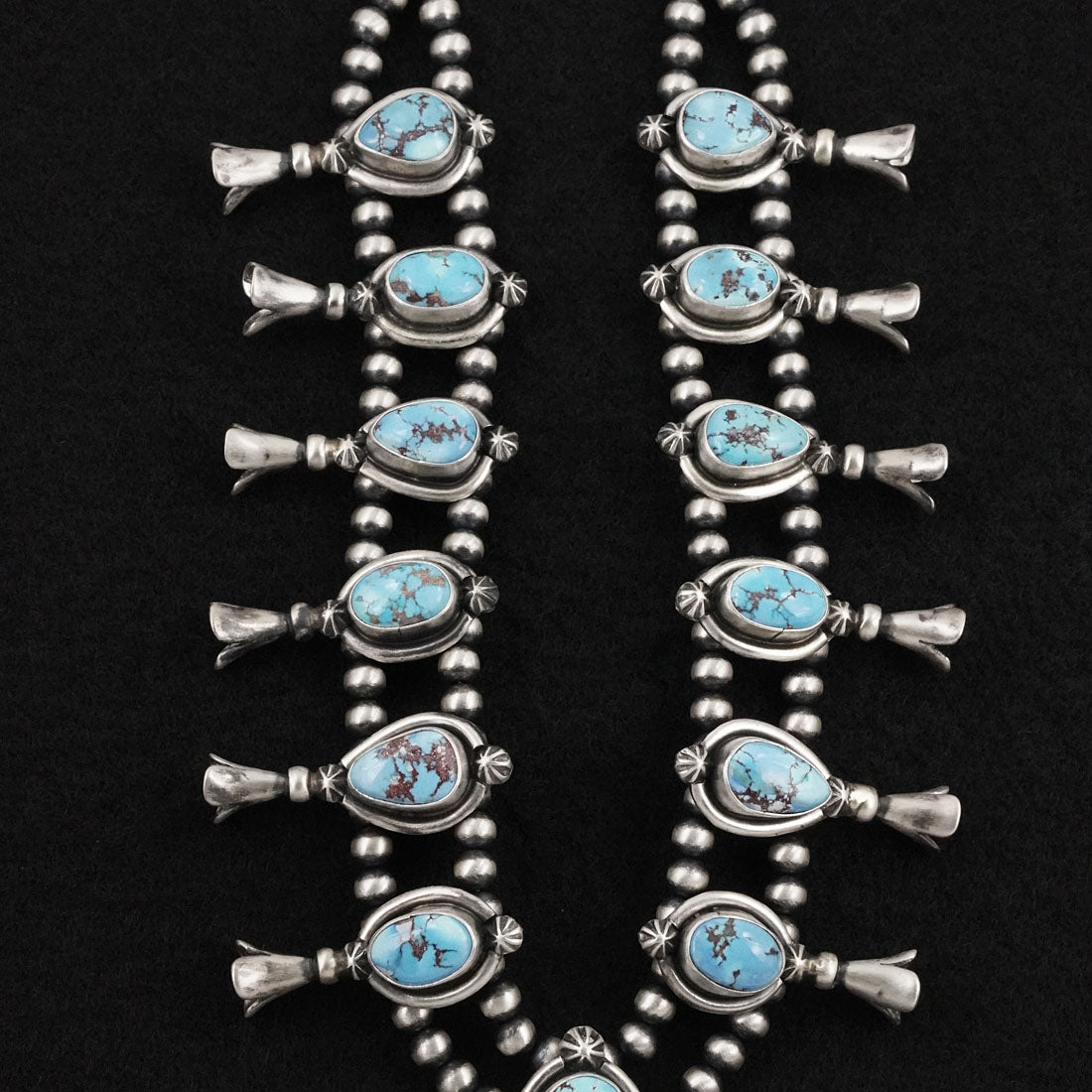 Darrin Livingston Turquoise & Sterling Silver Squash Blossom Set