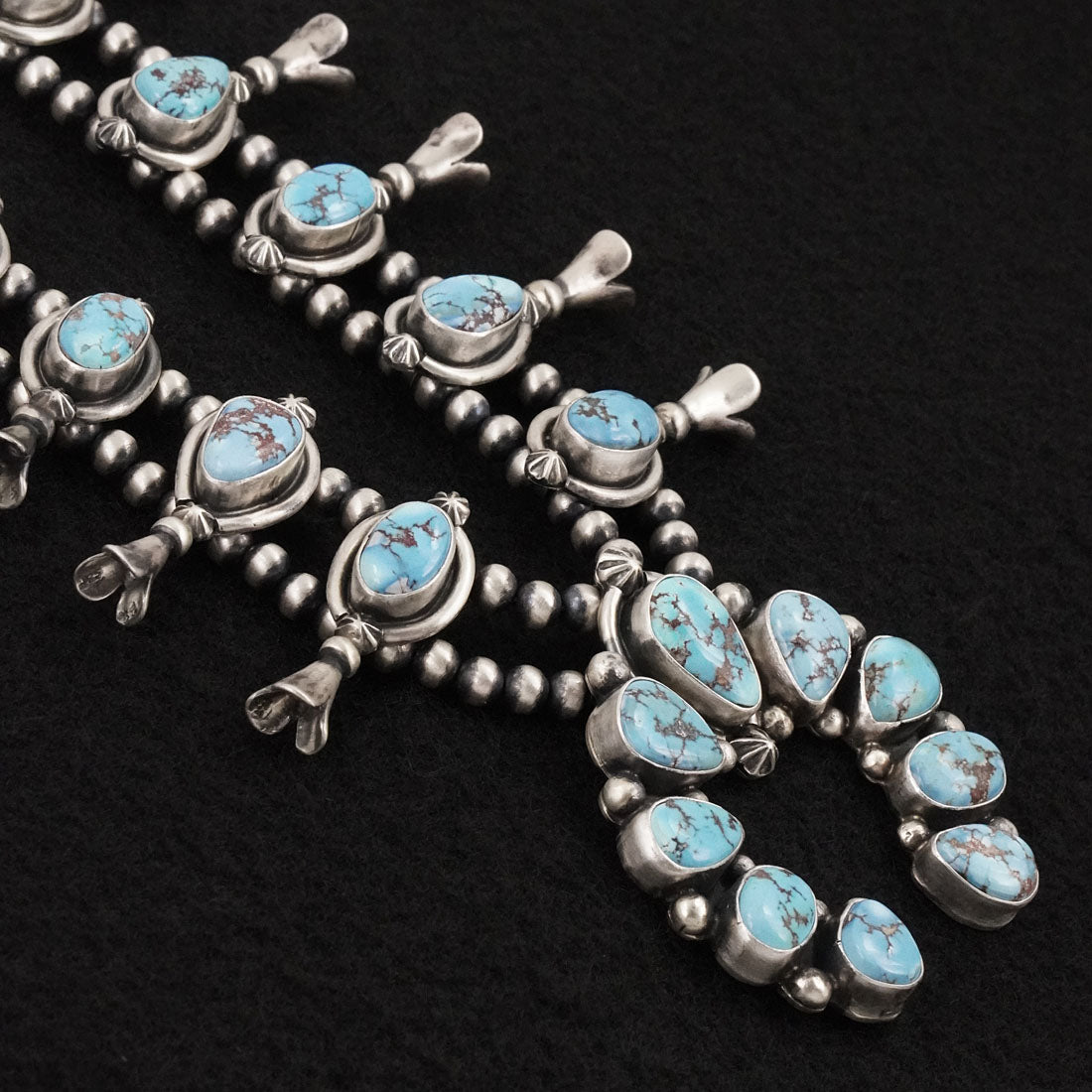 Darrin Livingston Turquoise & Sterling Silver Squash Blossom Set