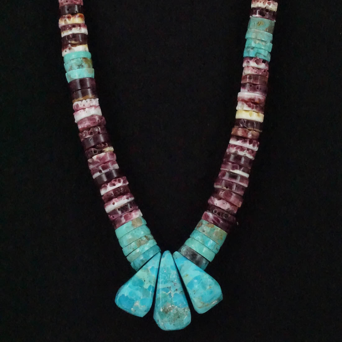 Joe Garcia Turquoise, Spiny Oyster & Sterling Silver Necklace