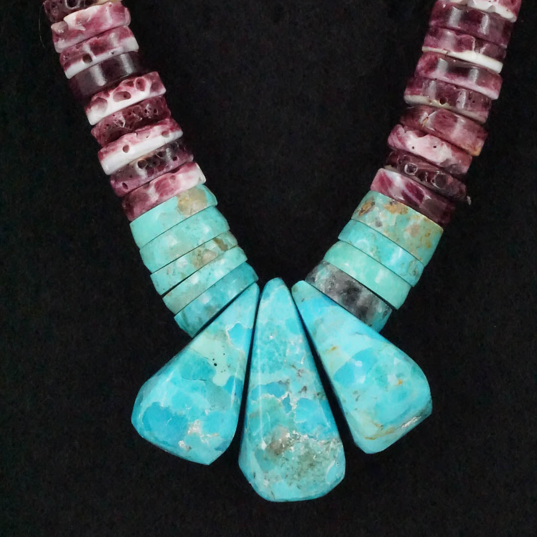 Joe Garcia Turquoise, Spiny Oyster & Sterling Silver Necklace