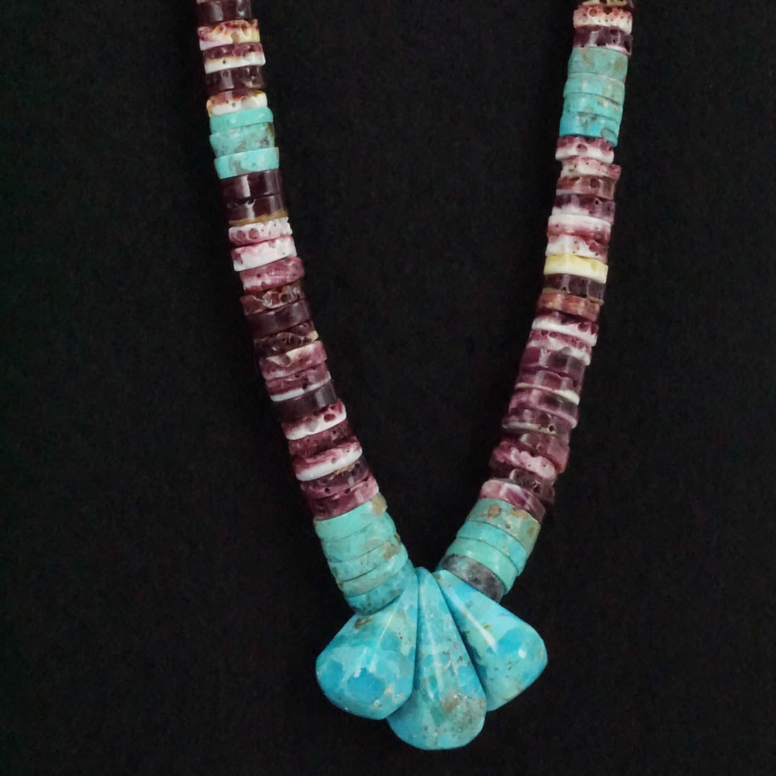 Joe Garcia Turquoise, Spiny Oyster & Sterling Silver Necklace