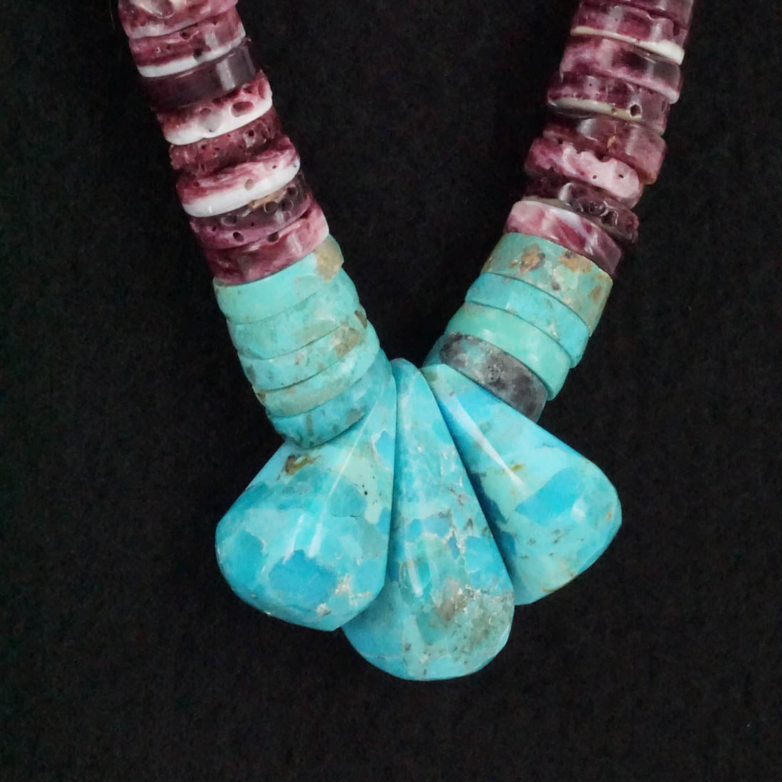 Joe Garcia Turquoise, Spiny Oyster & Sterling Silver Necklace