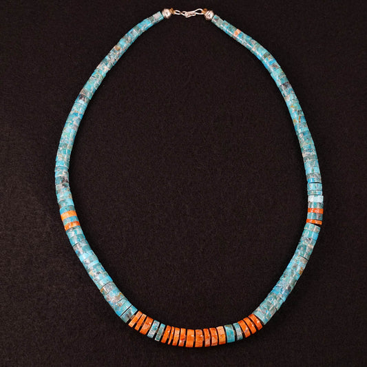 Joe Garcia Turquoise, Coral & Sterling Silver Necklace