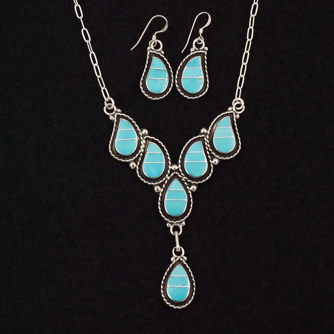 Faye Lowsayate Turquoise & Sterling Silver Necklace & Earrings