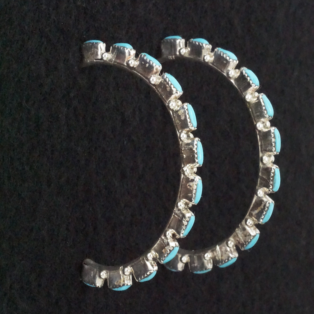 Aurelia Hughte Turquoise & Sterling Silver Hoop Earrings