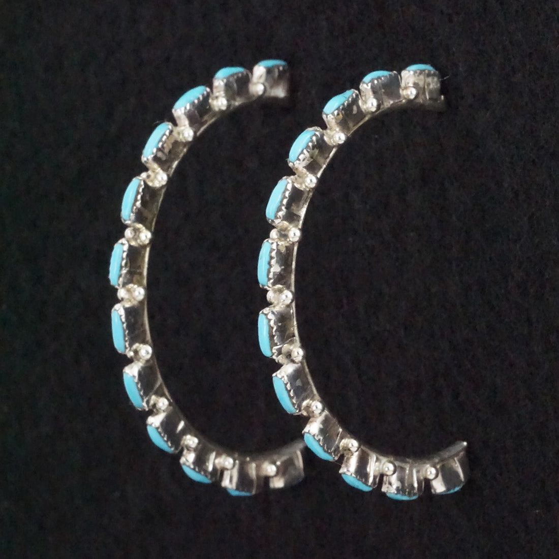 Aurelia Hughte Turquoise & Sterling Silver Hoop Earrings