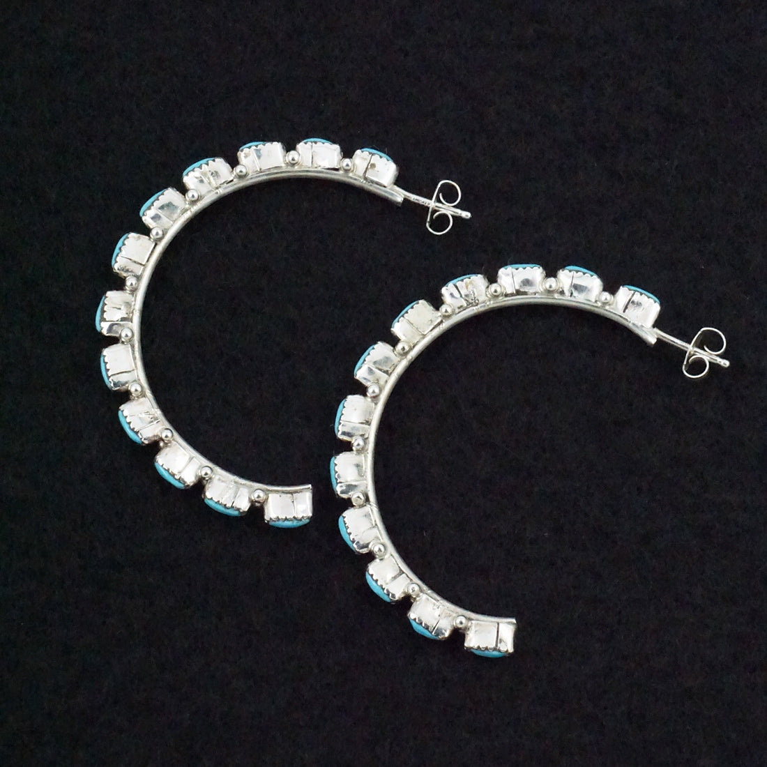 Aurelia Hughte Turquoise & Sterling Silver Hoop Earrings