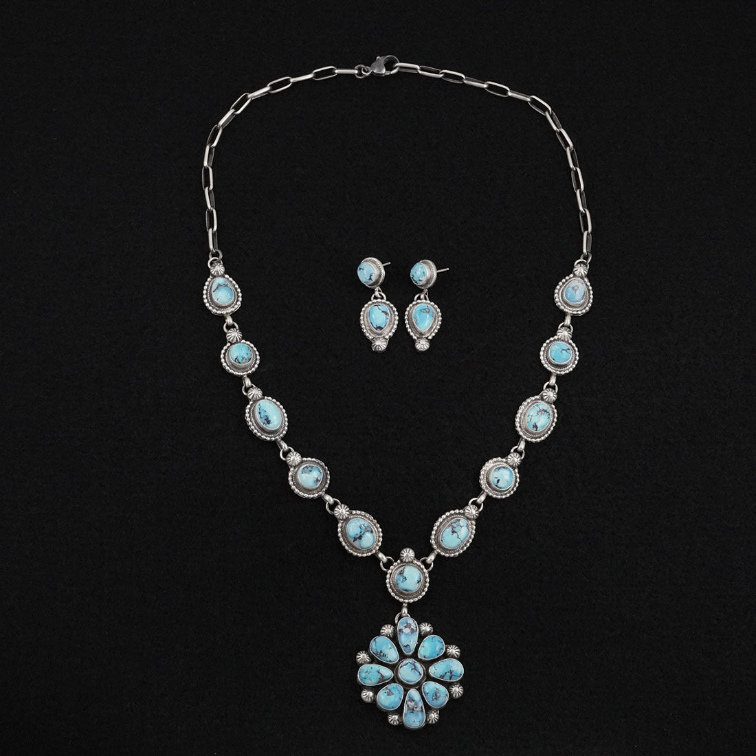 Kathleen Livingston Turquoise & Sterling Silver Necklace Set