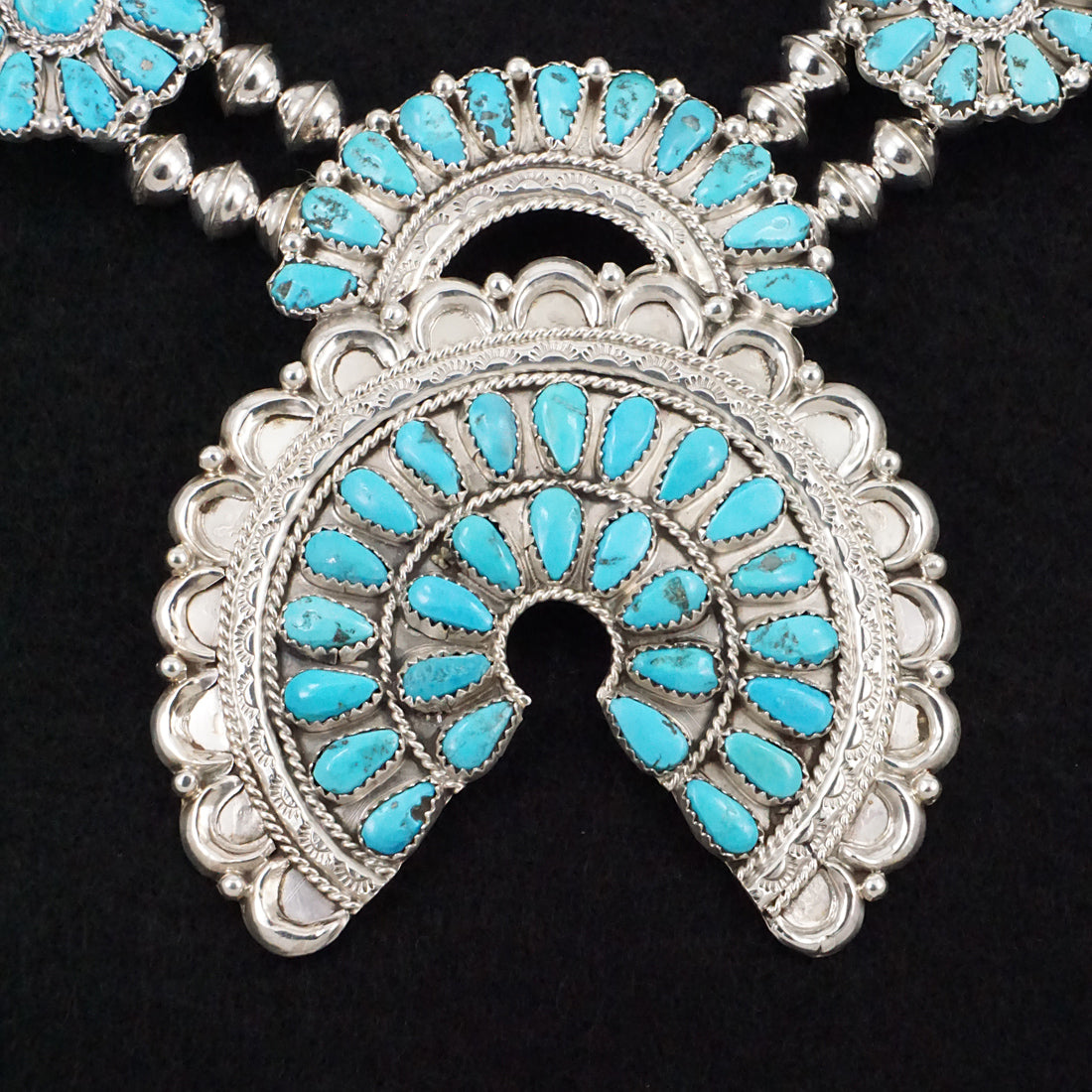 Justina Wilson Turquoise & Sterling Silver Squash Blossom Set