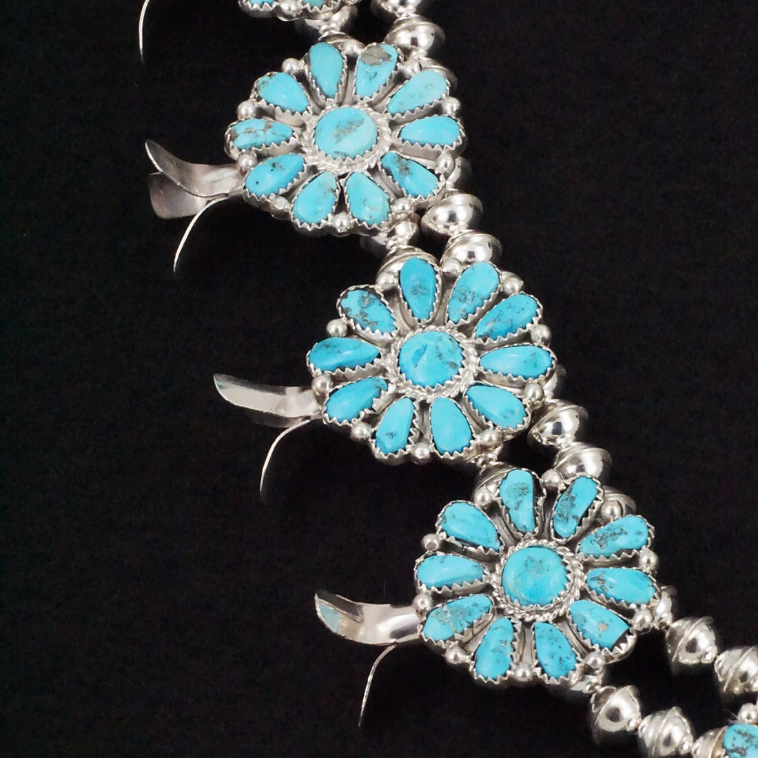 Justina Wilson Turquoise & Sterling Silver Squash Blossom Set