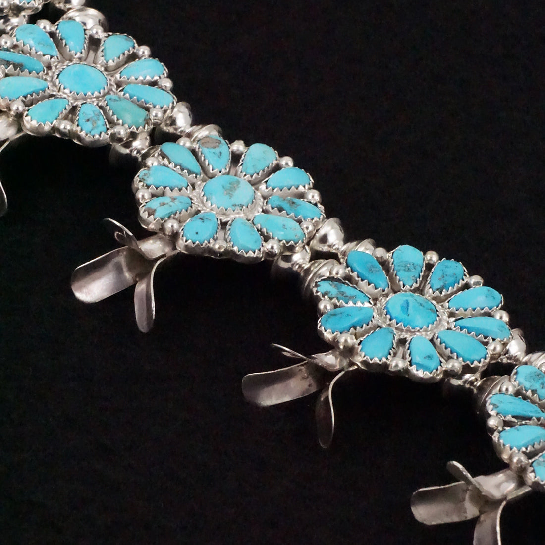 Justina Wilson Turquoise & Sterling Silver Squash Blossom Set