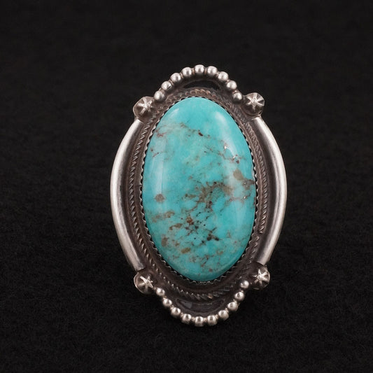 Leslie Nez Turquoise & Sterling Silver Ring Size 9.5