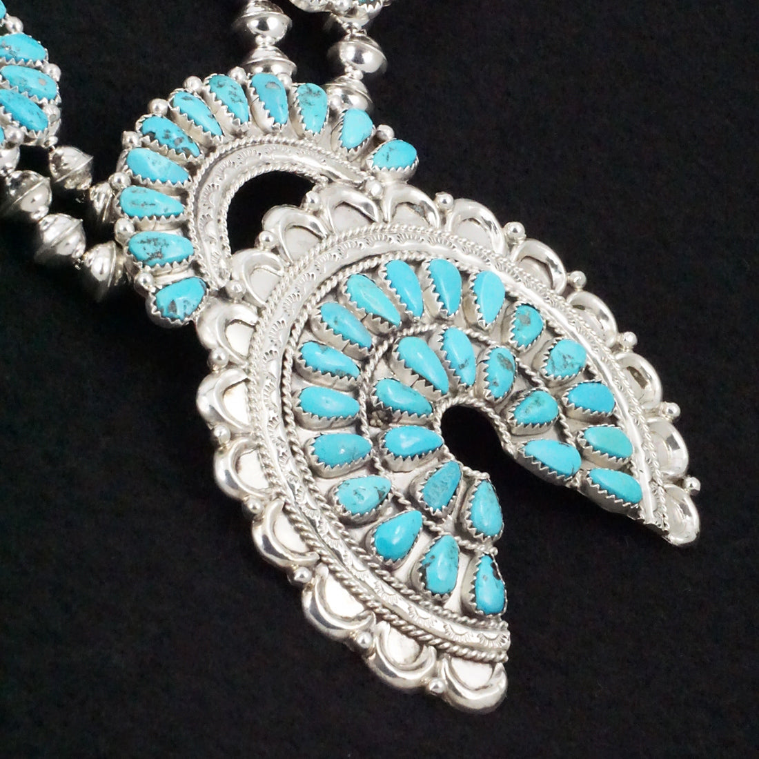 Justina Wilson Turquoise & Sterling Silver Squash Blossom Set