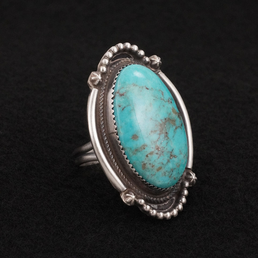 Leslie Nez Turquoise & Sterling Silver Ring Size 9.5