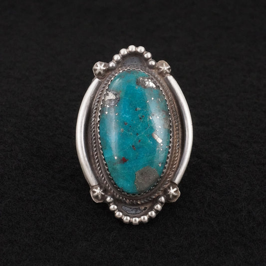 Leslie Nez Turquoise & Sterling Silver Ring Size 10