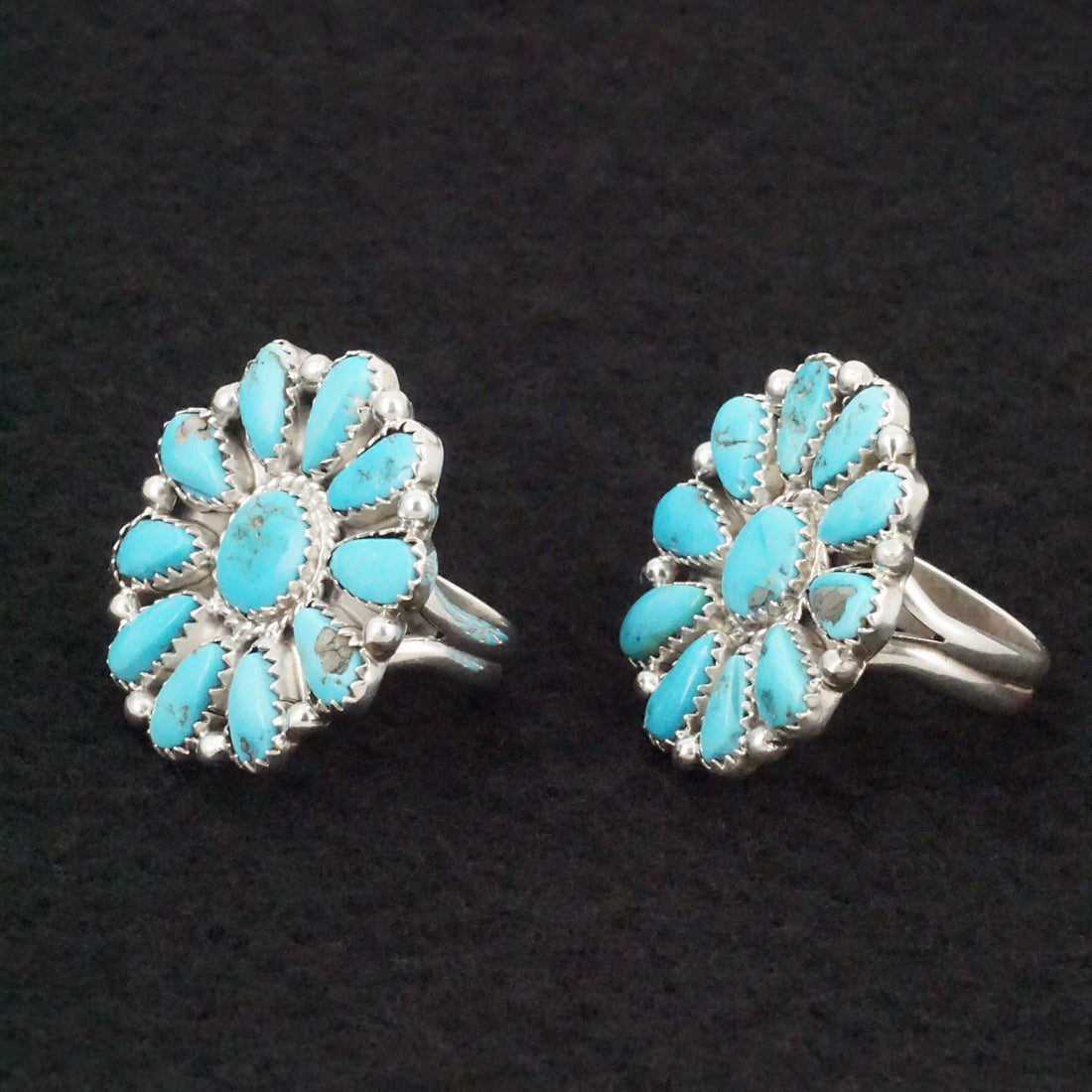 Justina Wilson Turquoise & Sterling Silver Squash Blossom Set