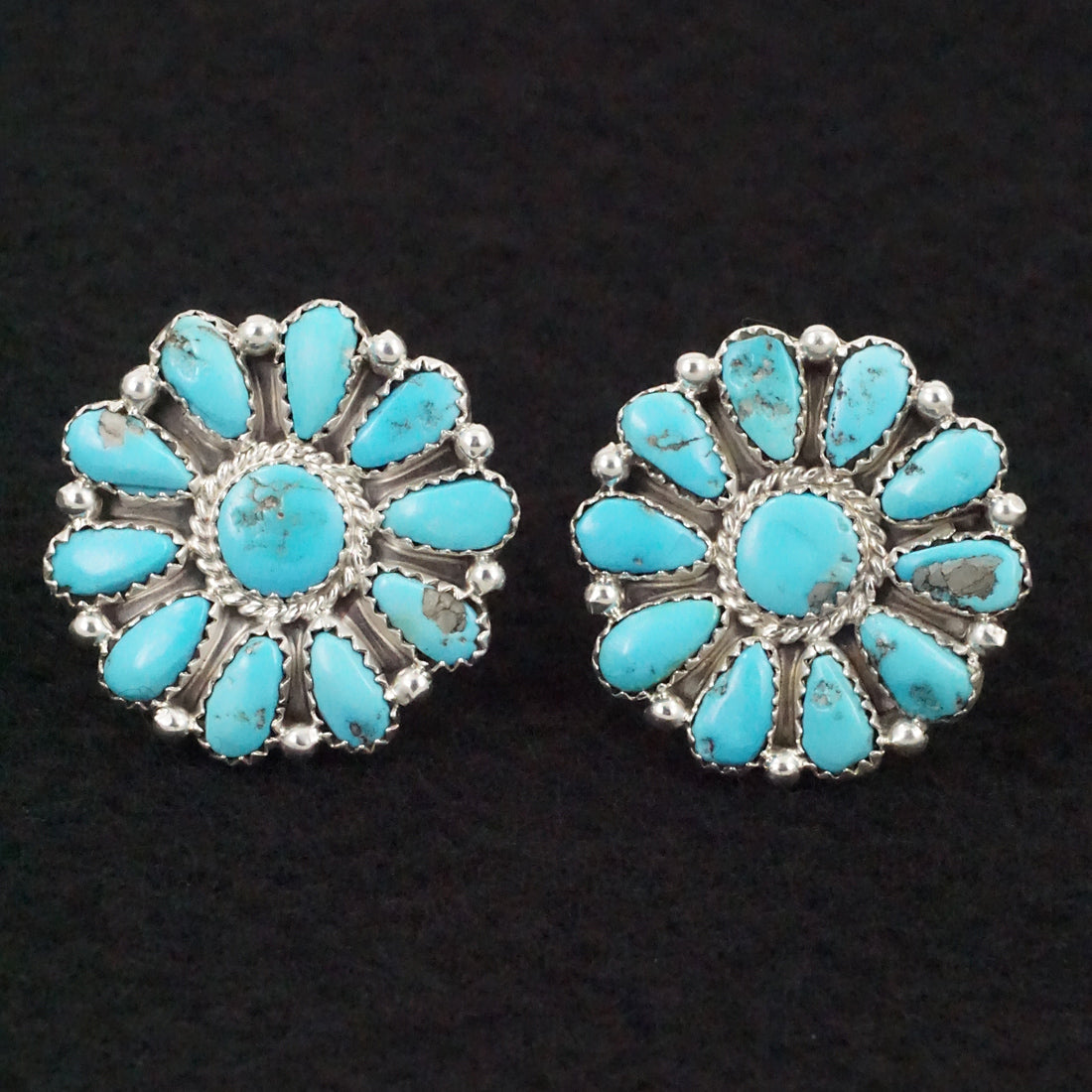 Justina Wilson Turquoise & Sterling Silver Squash Blossom Set