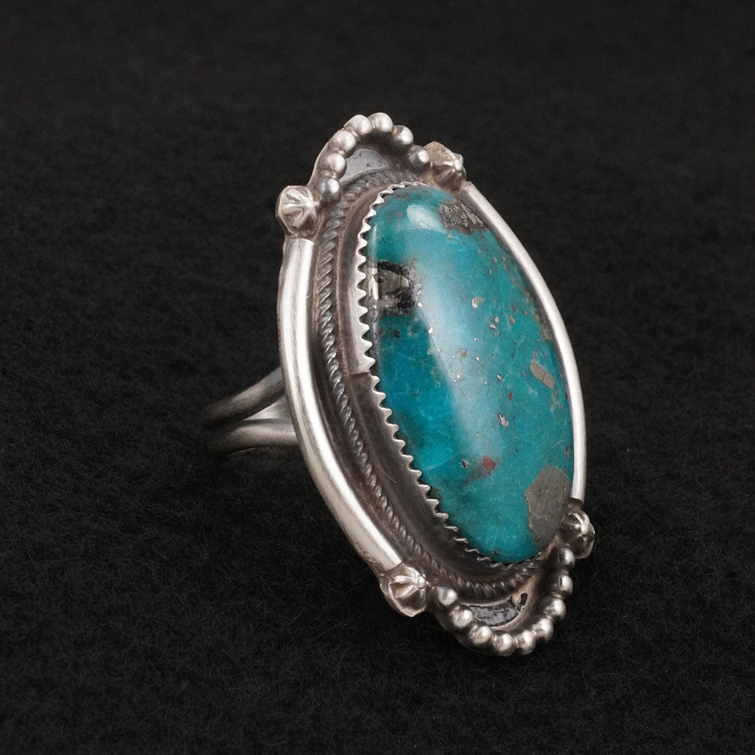 Leslie Nez Turquoise & Sterling Silver Ring Size 10