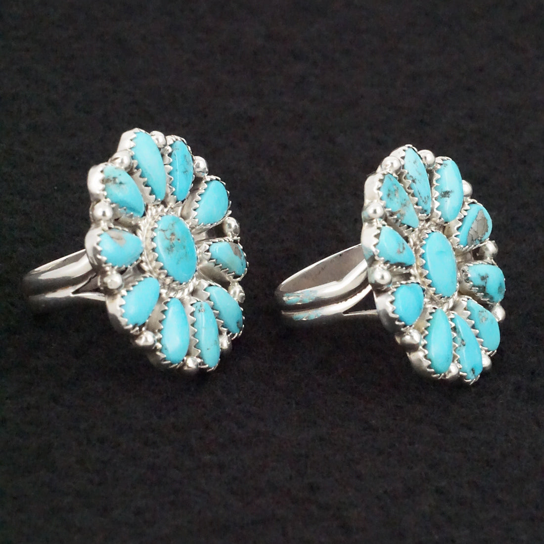 Justina Wilson Turquoise & Sterling Silver Squash Blossom Set