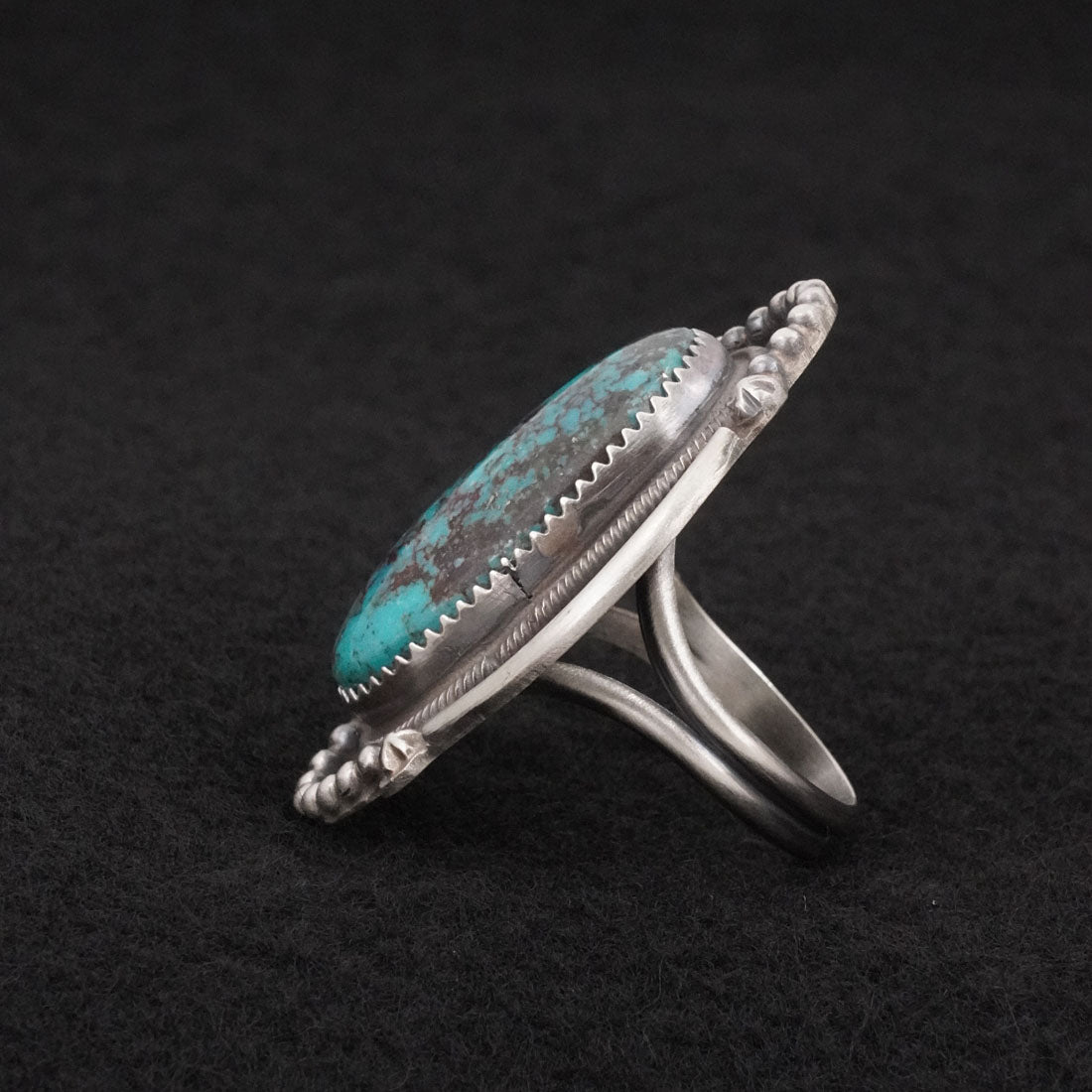 Leslie Nez Turquoise & Sterling Silver Ring Size 9.5