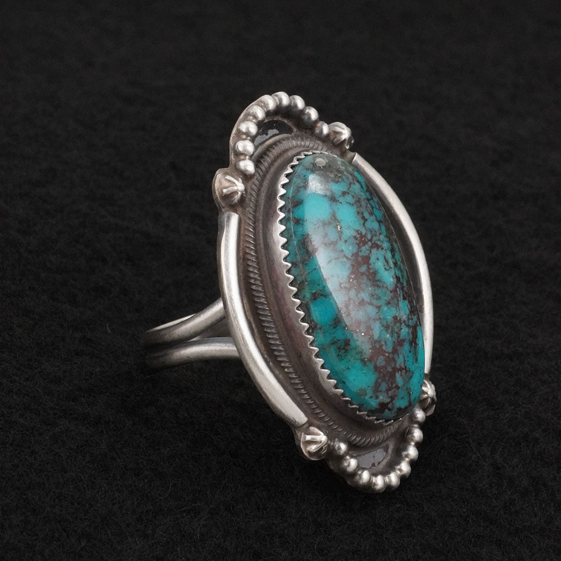Leslie Nez Turquoise & Sterling Silver Ring Size 9.5