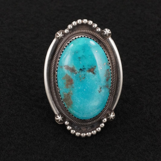 Leslie Nez Turquoise & Sterling Silver Ring Size 9