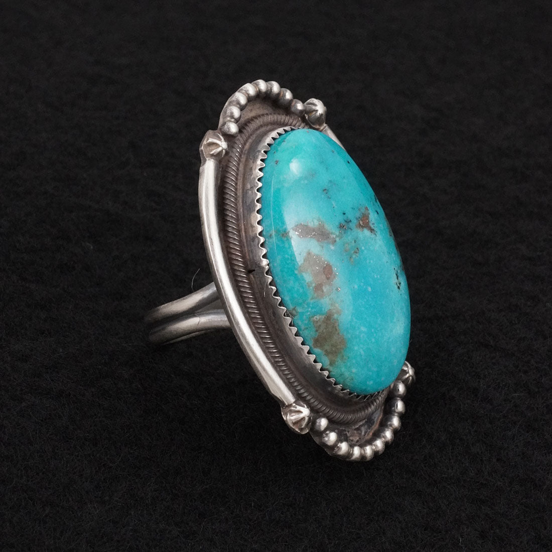 Leslie Nez Turquoise & Sterling Silver Ring Size 9