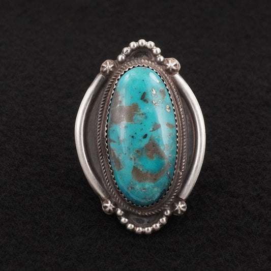 Leslie Nez Turquoise & Sterling Silver Ring Size 7.5