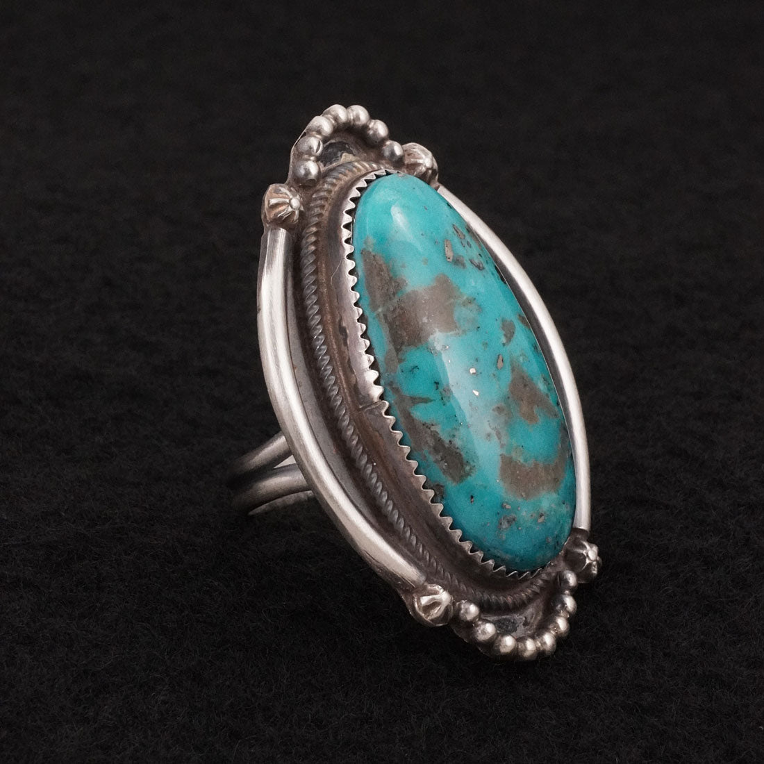 Leslie Nez Turquoise & Sterling Silver Ring Size 7.5